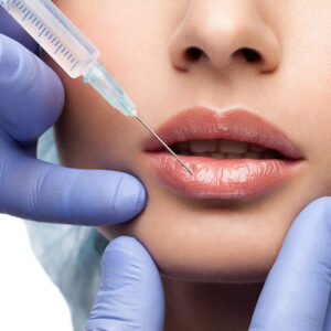 Cosmetic botox injection to the pretty woman face